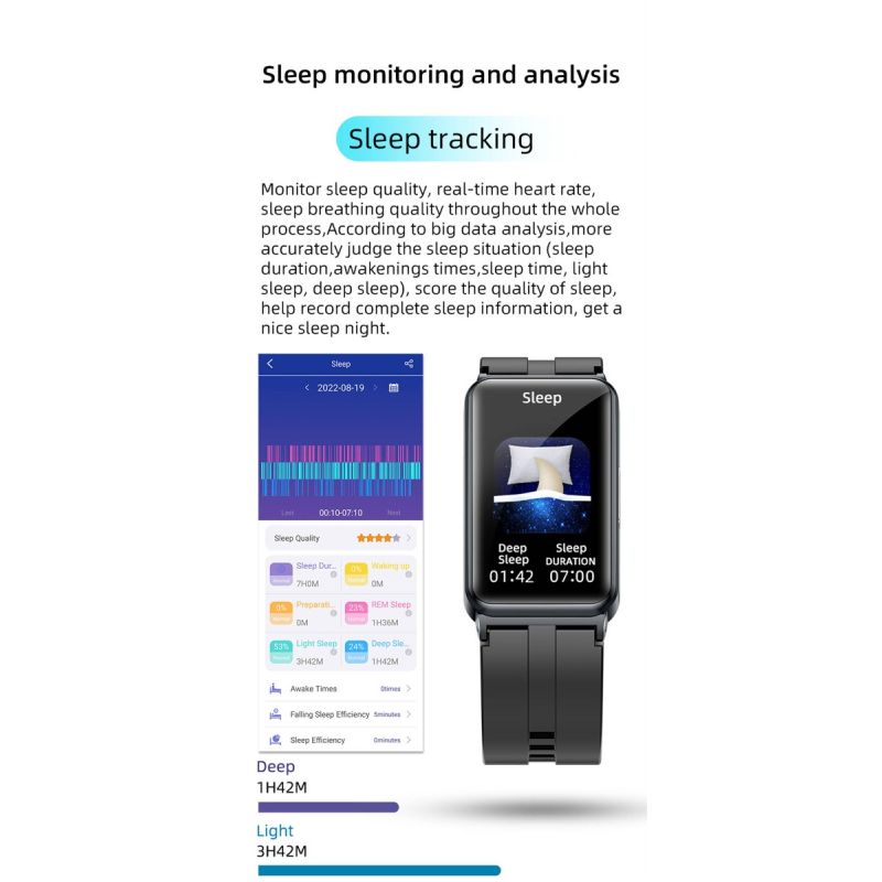 EP01 Smartklokke med blodglukose Sukker EKG HRV, Hjertefrekvens, Kroppstemperatur, 1.47