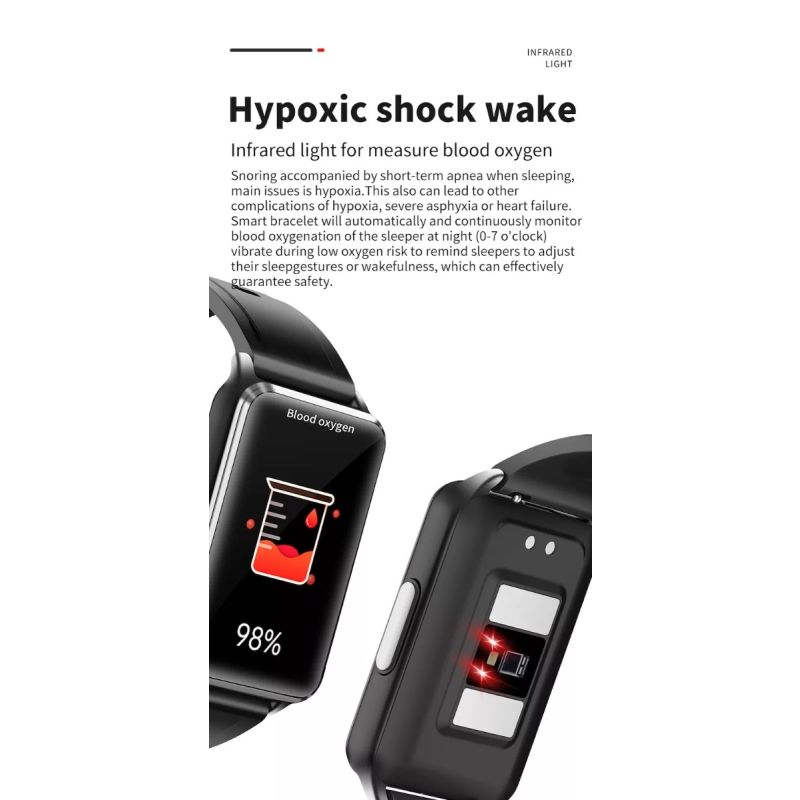 EP02 Smartklokke med Blodglukose & EKG – Vanntett Fitness Tracker, Hjertefrekvens og Temperaturovervåking