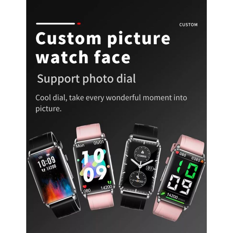 EP02 Smartklokke med Blodglukose & EKG – Vanntett Fitness Tracker, Hjertefrekvens og Temperaturovervåking