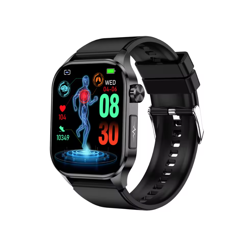 E580 Smartklokke: Blodsukker, EKG, Puls, Blodtrykk. IP68 Vanntett, 2.04" Retina-skjerm