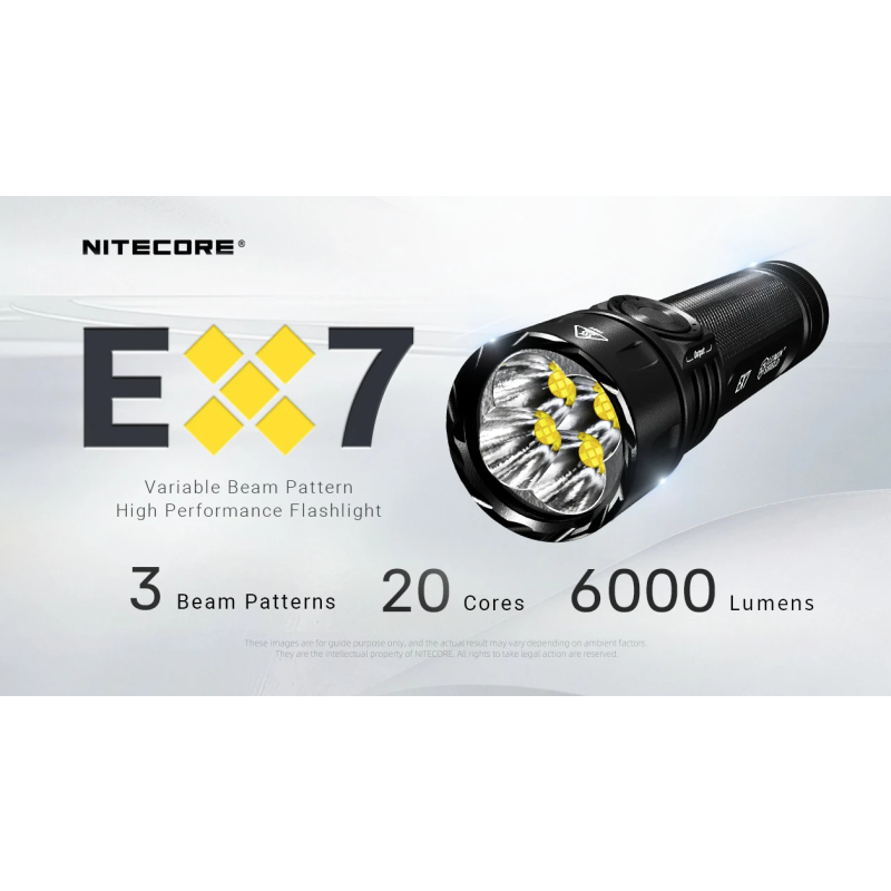 Nitecore EX7 Lommelykt 6000 Lumen - USB-C Oppladbar Kraftig Lys for Friluftsliv & Søk/Redning