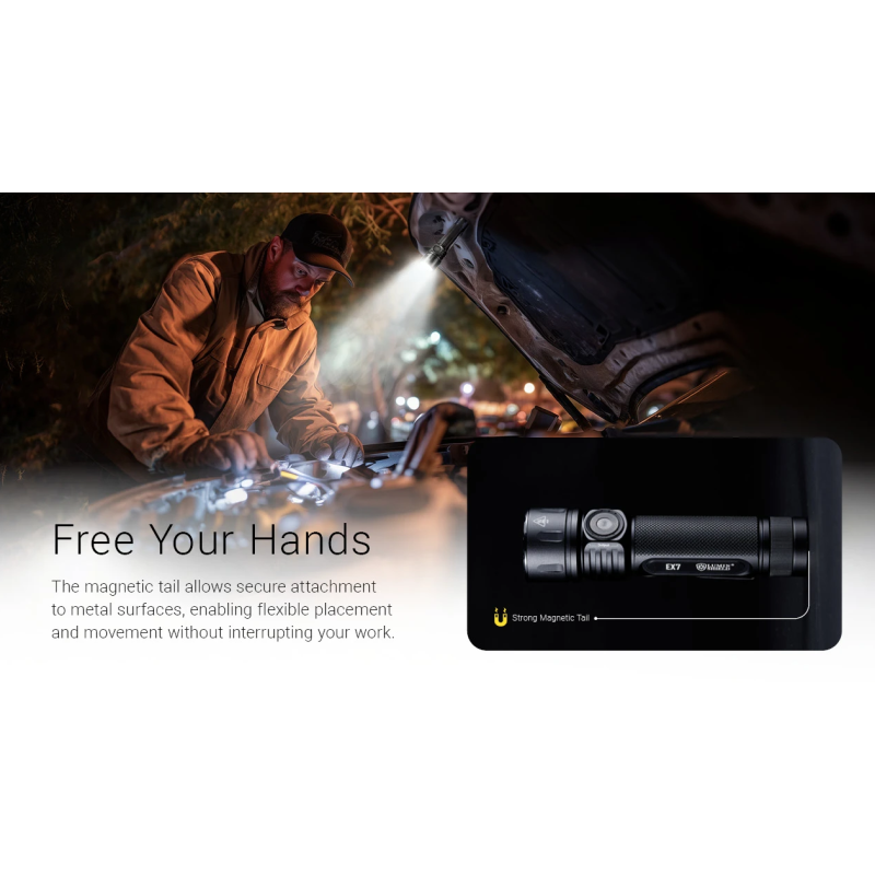 Nitecore EX7 Lommelykt 6000 Lumen - USB-C Oppladbar Kraftig Lys for Friluftsliv & Søk/Redning