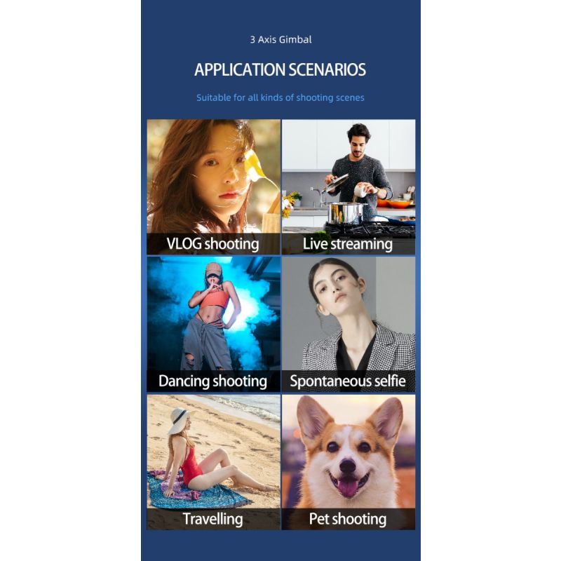 F10 Pro Stabilisator 3-akset Telefon Gimbal for Mobil Filmskaping og Fotografering Smarttelefonkompatibilitet