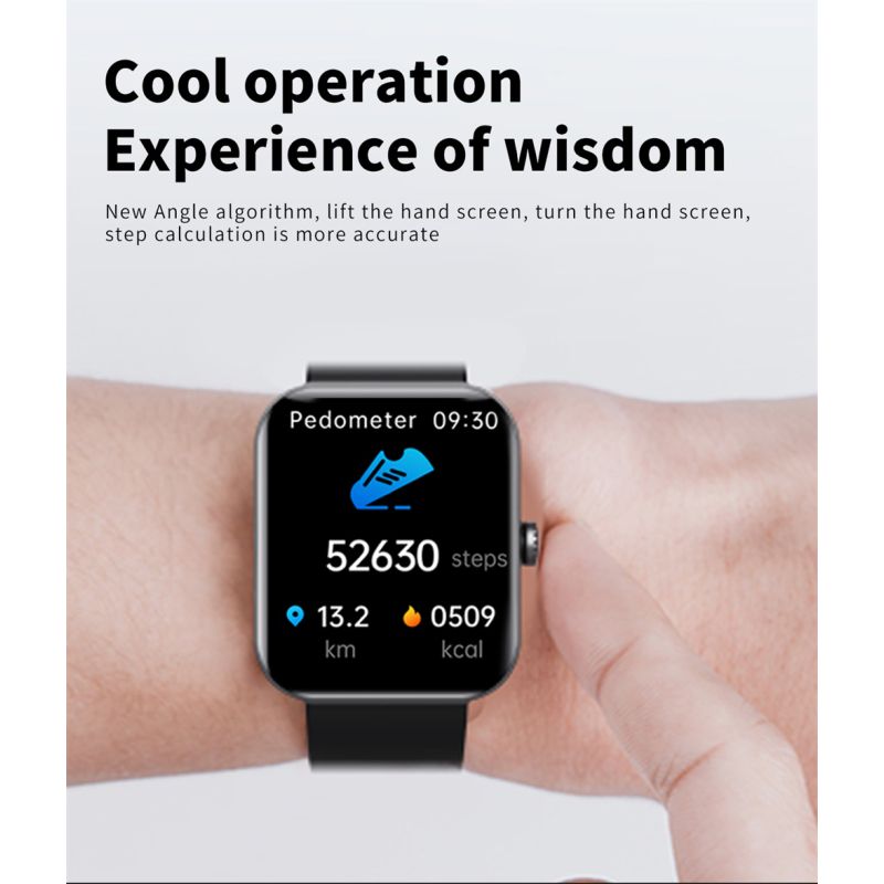 F57L Smartklokke for Helseovervåkning: Blodsukkerklokke, Blodtrykksmåler, Pulsmåler. Sportsklokke iOS/Android.
