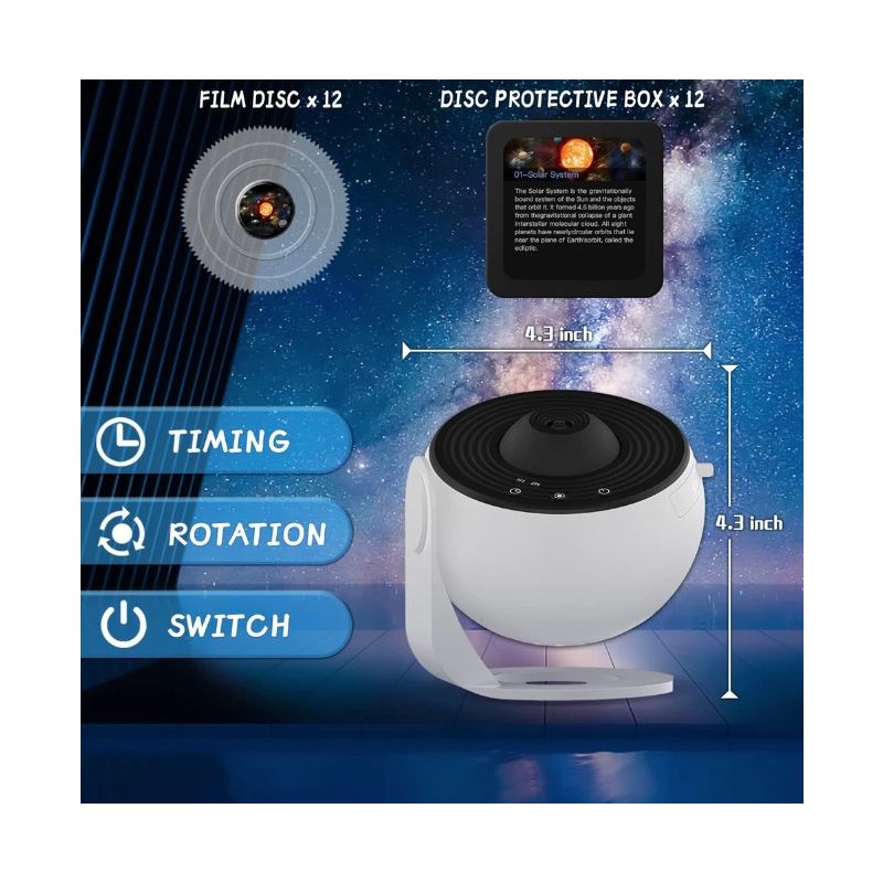 Nattlys Galaxy Projector 360° Roter Planterarium Lampe Beroligende Atmosfære Barnevennlig Fantasirik Gaveidé