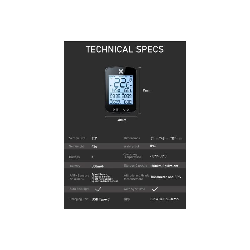 XOSS G+ G2 sykkelcomputer for sykling med trådløs speedometer pulssensor GPS-generasjon for eventyrsykling