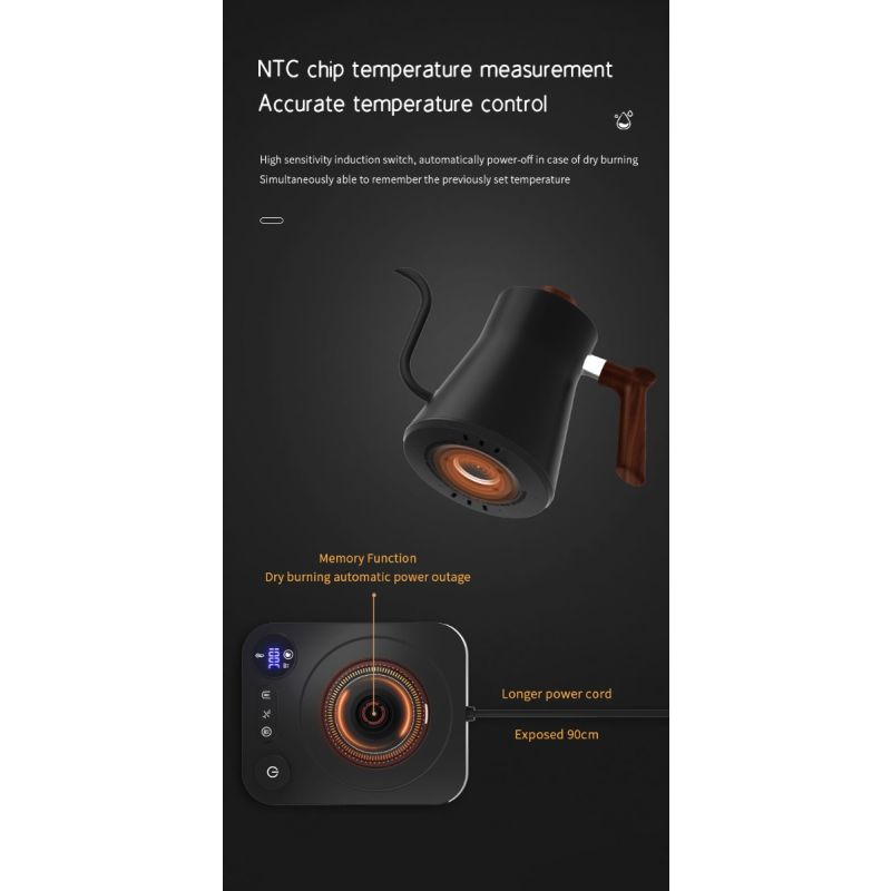 Elektrisk Svanhals Vannkoker med sanntidstemperaturkontroll presis helling og rask oppvarming for kaffe og te