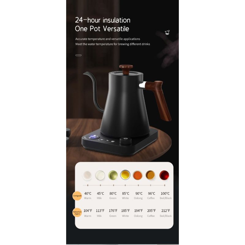 Elektrisk Svanhals Vannkoker med sanntidstemperaturkontroll presis helling og rask oppvarming for kaffe og te
