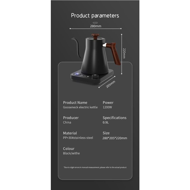 Elektrisk Svanhals Vannkoker med sanntidstemperaturkontroll presis helling og rask oppvarming for kaffe og te