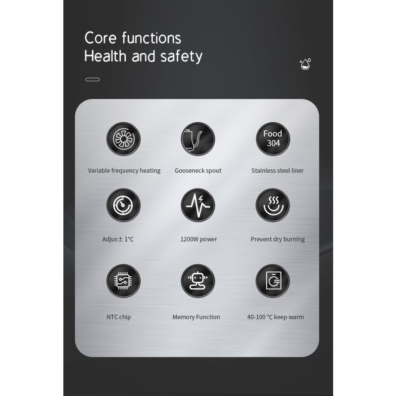 Elektrisk Svanhals Vannkoker med sanntidstemperaturkontroll presis helling og rask oppvarming for kaffe og te