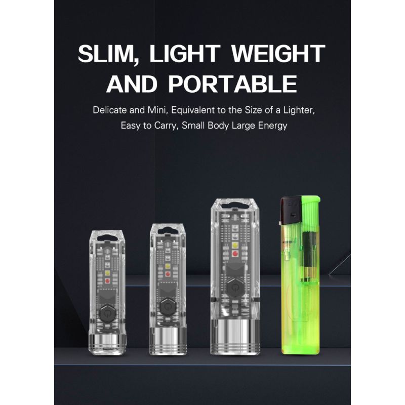 GT13 TIKI Mini nøkkelringlys 62g USB oppladbar med 1000 lumen UV-lys for utendørs campinglys eventyrutstyr