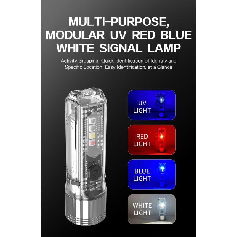 GT13 TIKI Mini nøkkelringlys 62g USB oppladbar med 1000 lumen UV-lys for utendørs campinglys eventyrutstyr