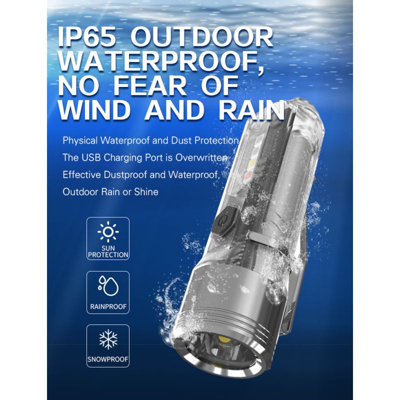 GT13 TIKI Mini nøkkelringlys 62g USB oppladbar med 1000 lumen UV-lys for utendørs campinglys eventyrutstyr