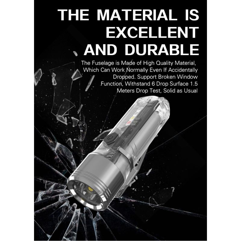 GT13 TIKI Mini nøkkelringlys 62g USB oppladbar med 1000 lumen UV-lys for utendørs campinglys eventyrutstyr