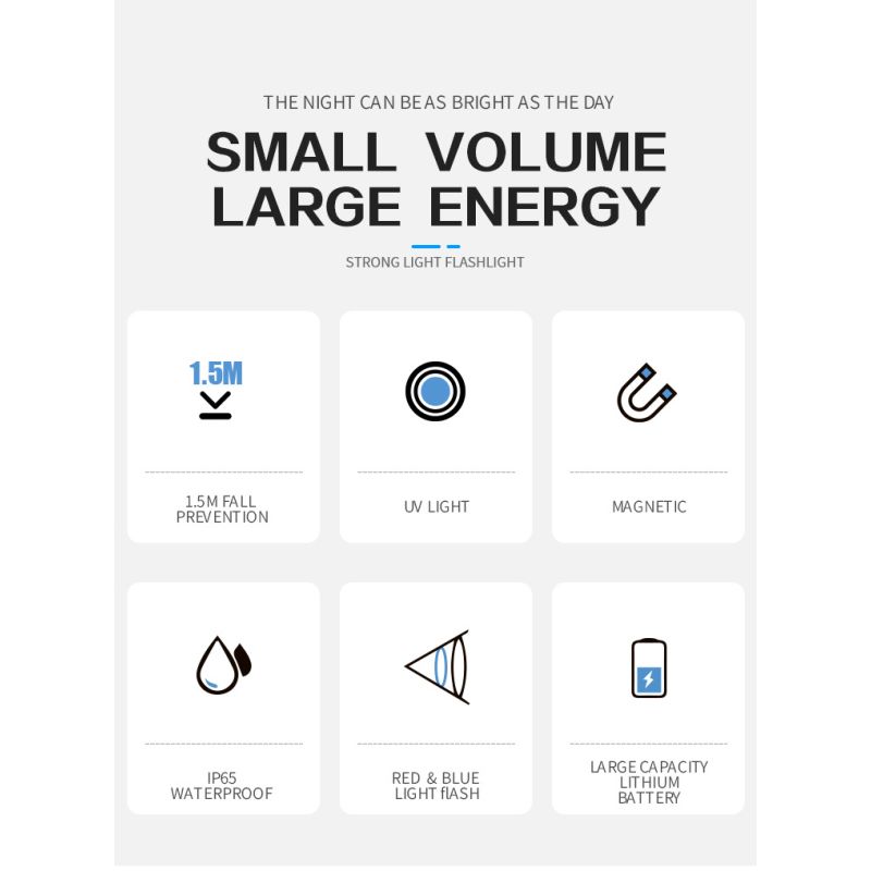 GT13 TIKI Mini nøkkelringlys 62g USB oppladbar med 1000 lumen UV-lys for utendørs campinglys eventyrutstyr