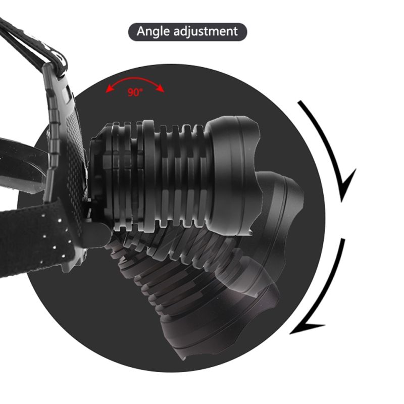 Kraftig XHP70 LED-hodelykt 8000LM USB-oppladbar IPX5 vanntett justerbare moduser ideell for utendørs belysning
