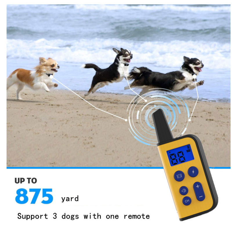 2020 Ny Elektrisk Hundetreningskrage Vanntett med LCD-skjerm 1000m Rekkevidde Oppladbar Kjæledyr Fjernkontroll