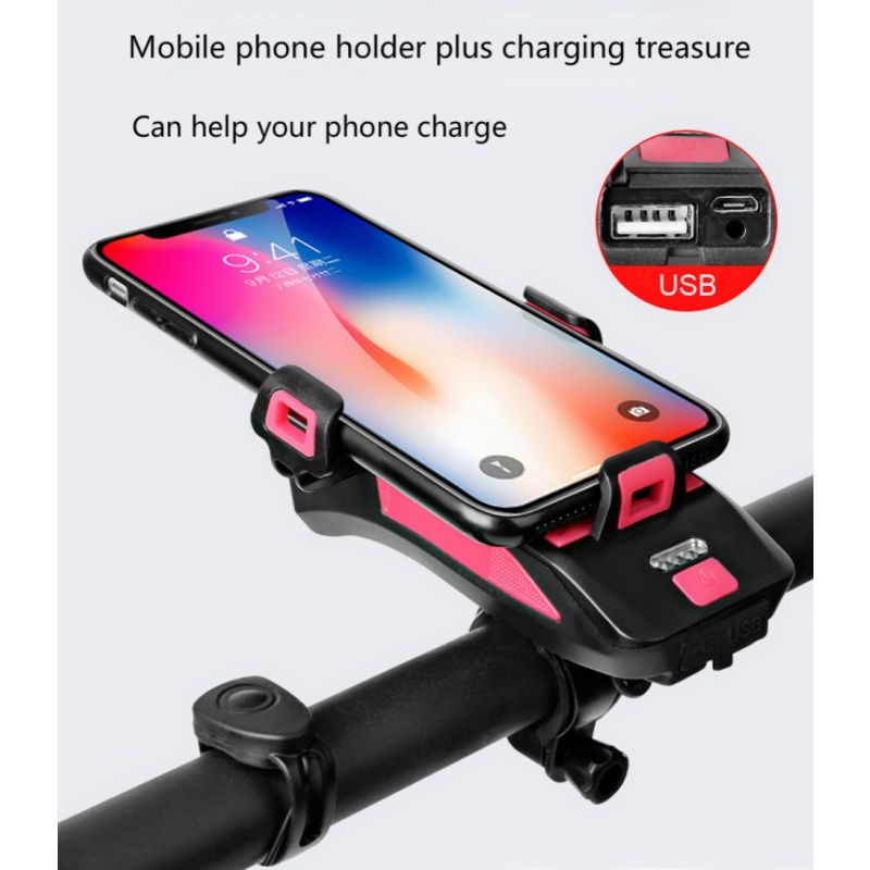4 i 1 multifunksjonelt sykkellys med 800 lumen sykkelhorn og telefonholder perfekt sykkeltilbehør