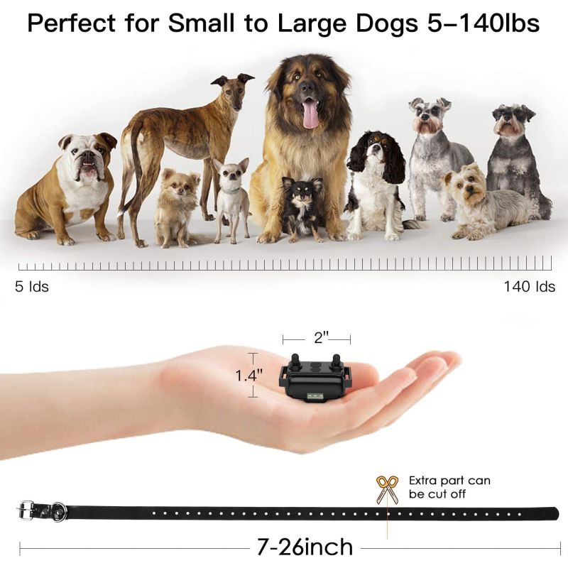 800m elektrisk hundetreningshalsbånd med fjernkontroll vanntett LCD-skjerm tre treningsmoduser alle størrelse