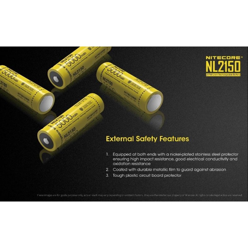 Nitecore NL2150 5000mAh 3.6V Li-ion oppladbart batteri for høy-effekt lommelykter og bærbare elektronikk