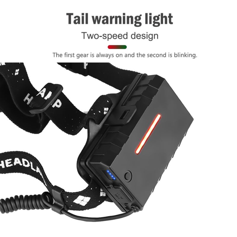 Kraftig XHP70 LED-hodelykt 8000LM USB-oppladbar IPX5 vanntett justerbare moduser ideell for utendørs belysning