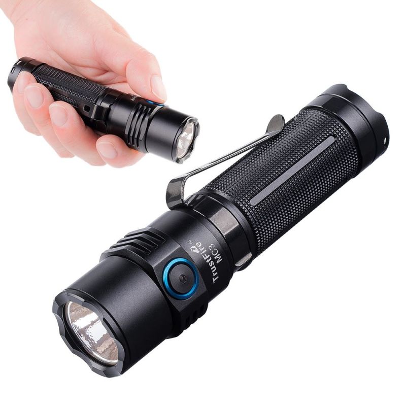 TrustFire MC3 LED lommelykt 2500 lumens USB magnetisk lading IP68 vanntett perfekt for utendørs eventyr