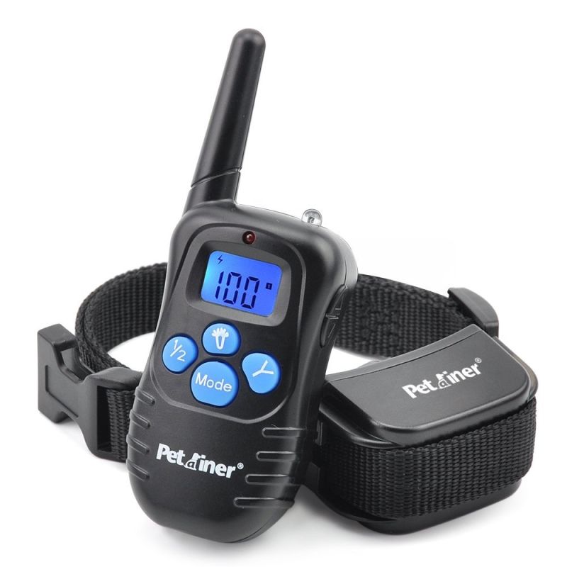 Petrainer 998D fjernkontroll elektrisk hundehalsbånd oppladbart regntett lang rekkevidde LCD-skjerm hundetrening