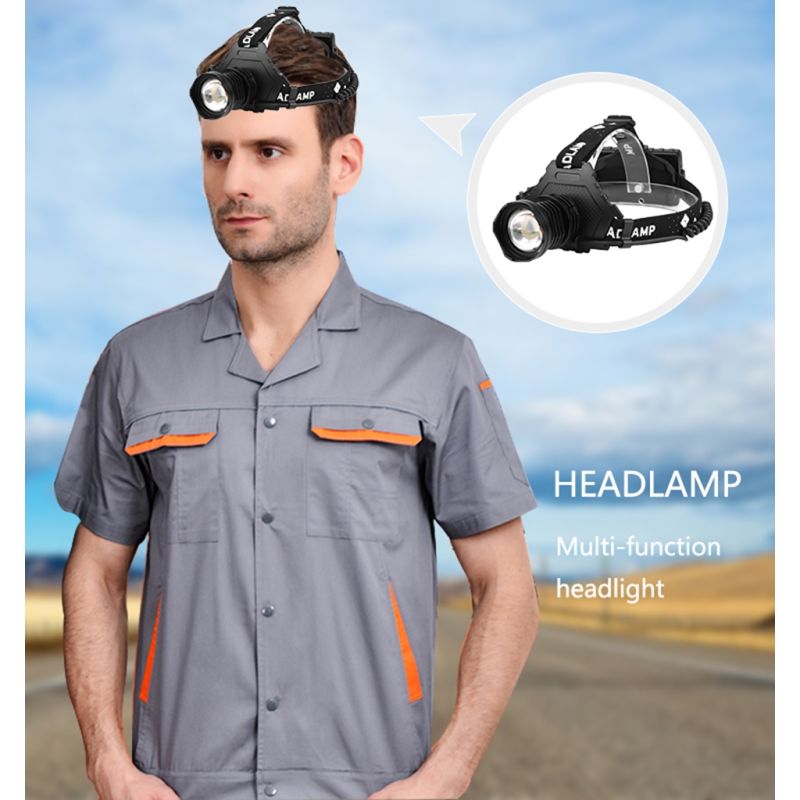 Kraftig XHP70 LED-hodelykt 8000LM USB-oppladbar IPX5 vanntett justerbare moduser ideell for utendørs belysning