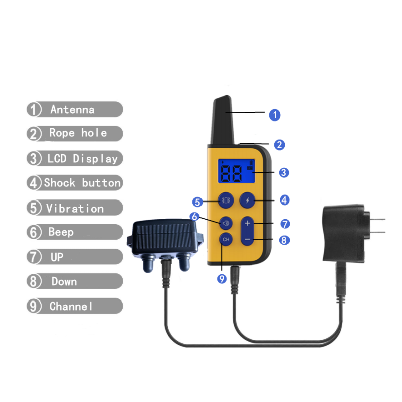 2020 Ny Elektrisk Hundetreningskrage Vanntett med LCD-skjerm 1000m Rekkevidde Oppladbar Kjæledyr Fjernkontroll