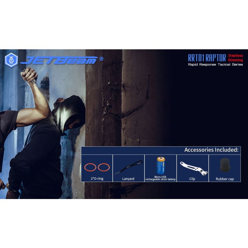 JETBeam JET-RRT01 XP-L EDC lommelykt 950 lumen lyssterk LED belysning lang batterilevetid opptil 80 timer