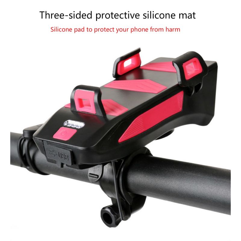 4 i 1 multifunksjonelt sykkellys med 800 lumen sykkelhorn og telefonholder perfekt sykkeltilbehør