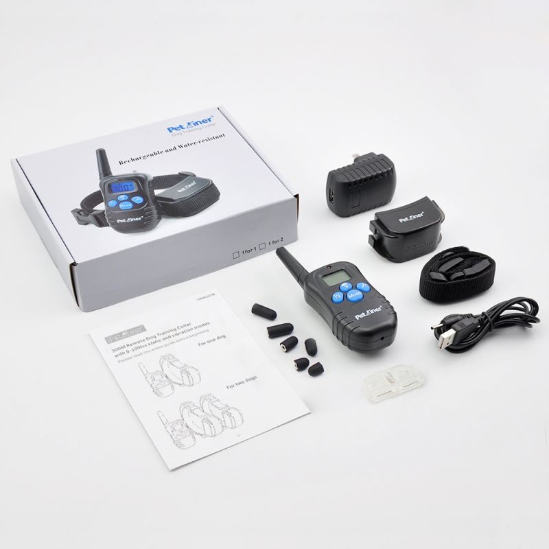 Petrainer 998D fjernkontroll elektrisk hundehalsbånd oppladbart regntett lang rekkevidde LCD-skjerm hundetrening