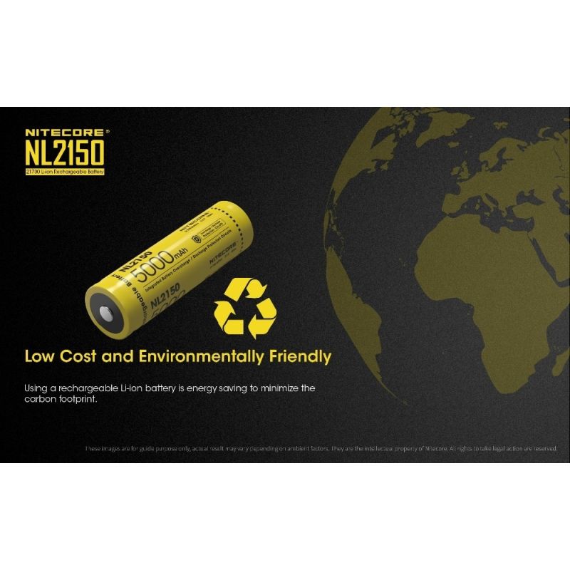 Nitecore NL2150 5000mAh 3.6V Li-ion oppladbart batteri for høy-effekt lommelykter og bærbare elektronikk