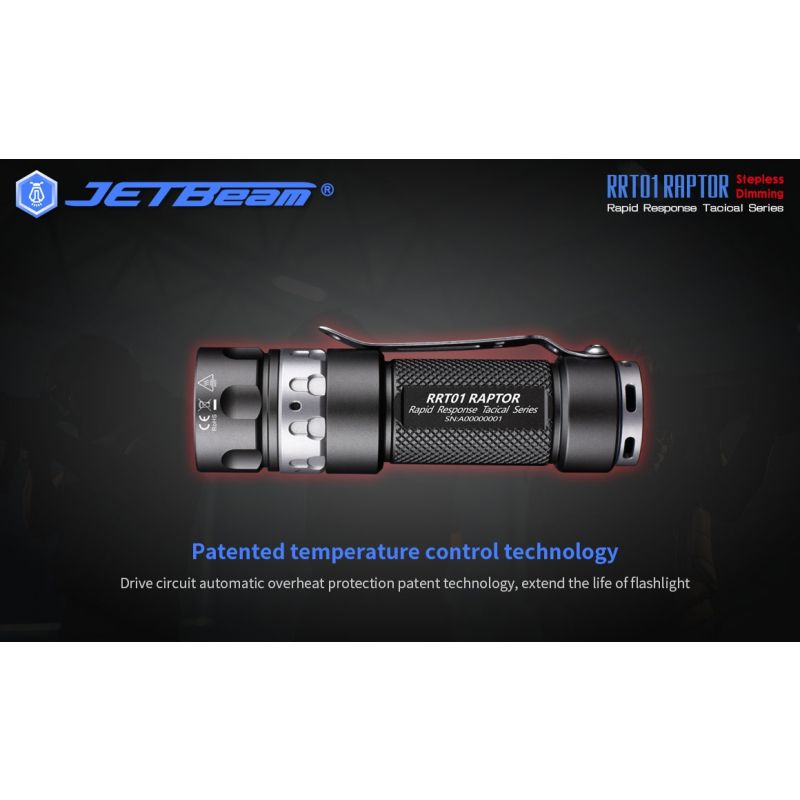 JETBeam JET-RRT01 XP-L EDC lommelykt 950 lumen lyssterk LED belysning lang batterilevetid opptil 80 timer