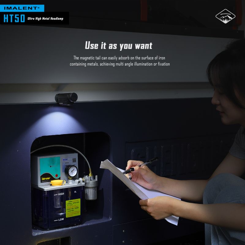 IMALENT HT50 LED-hodelykt med to lyskilder og 3000 lumen kraftig og vanntett for utendørs eventyr