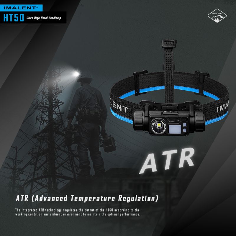 IMALENT HT50 LED-hodelykt med to lyskilder og 3000 lumen kraftig og vanntett for utendørs eventyr