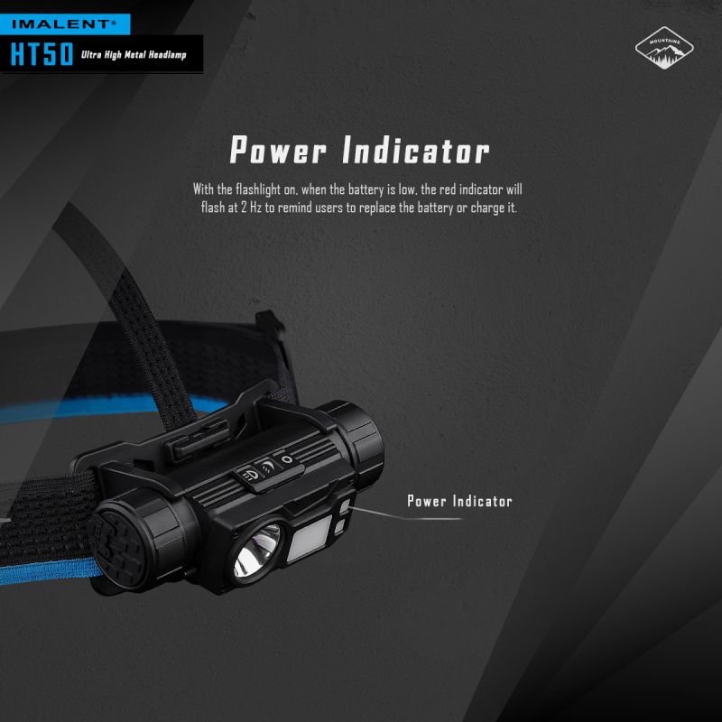 IMALENT HT50 LED-hodelykt med to lyskilder og 3000 lumen kraftig og vanntett for utendørs eventyr