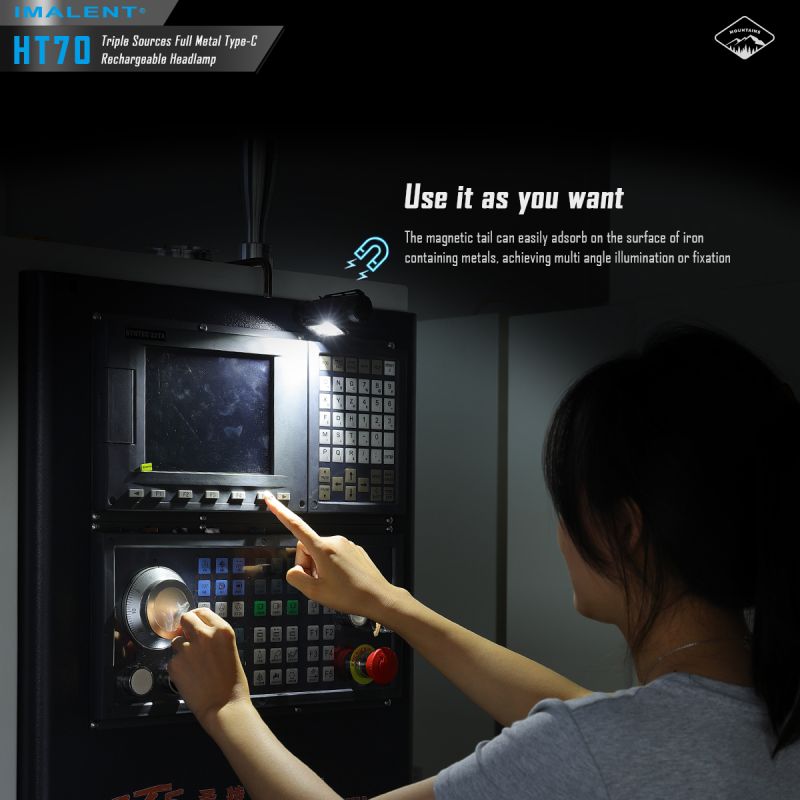 IMALENT HT70 Hodelykt med 3500 lumen XHP50.3 HI LED Oppladbar og Robust for Utendørs Eventyr og Camping
