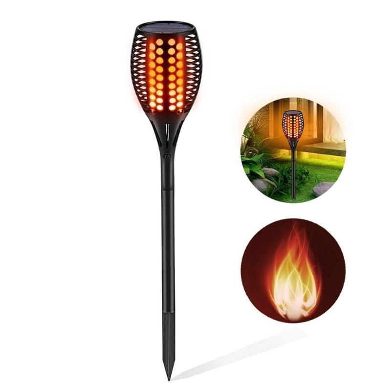 Oppgraderte solcelledrevne lys med flimrende flammeeffekt for terrasse oppkjørsel vanntette automatisk på av