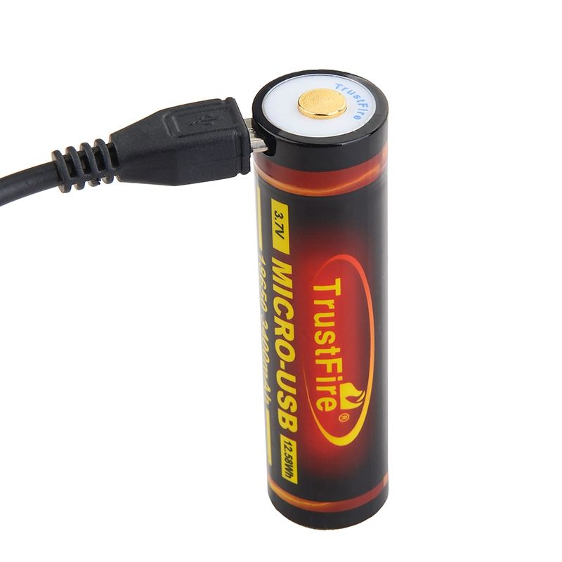 TrustFire 18650 3400mAh 3.7V Micro USB oppladbart batteri høy kapasitet for lommelykter og Bluetooth høyttalere