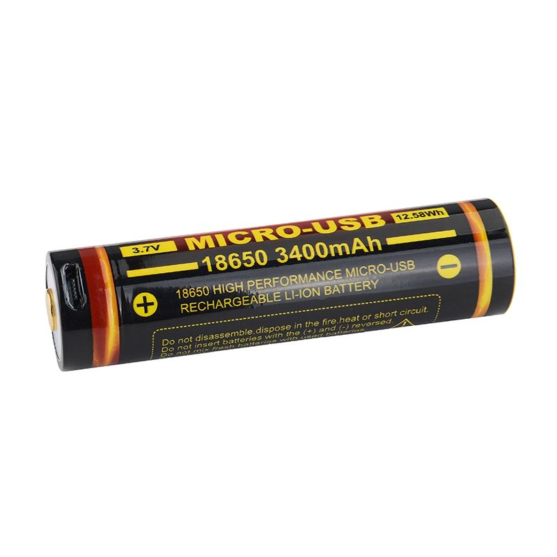TrustFire 18650 3400mAh 3.7V Micro USB oppladbart batteri høy kapasitet for lommelykter og Bluetooth høyttalere