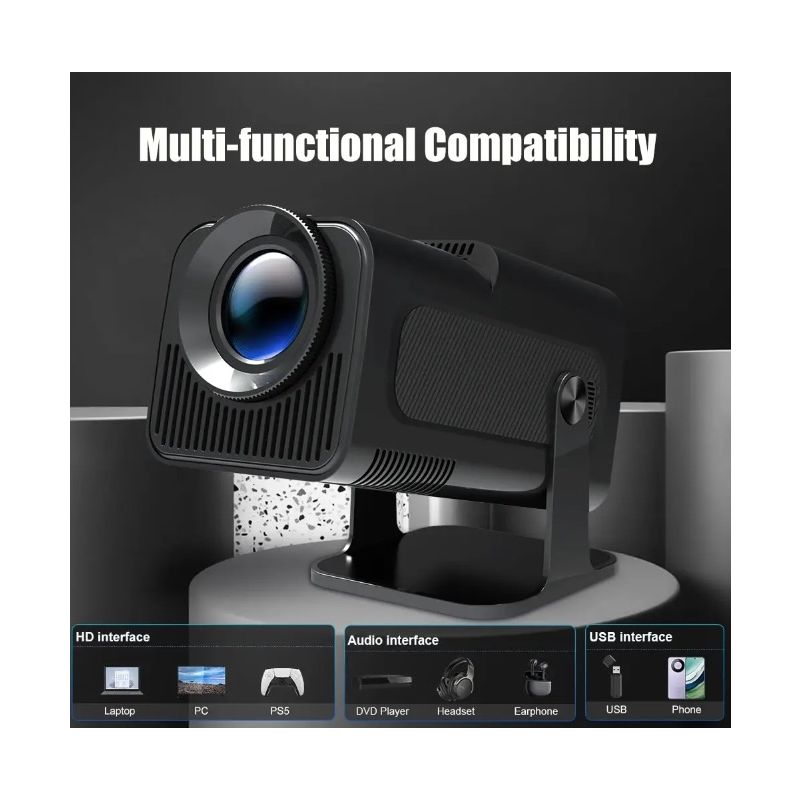 HY320-projektor Android 11-projektor 390 ANSI-lumen bærbar projektor for hjemmeunderholdning og utendørs kino