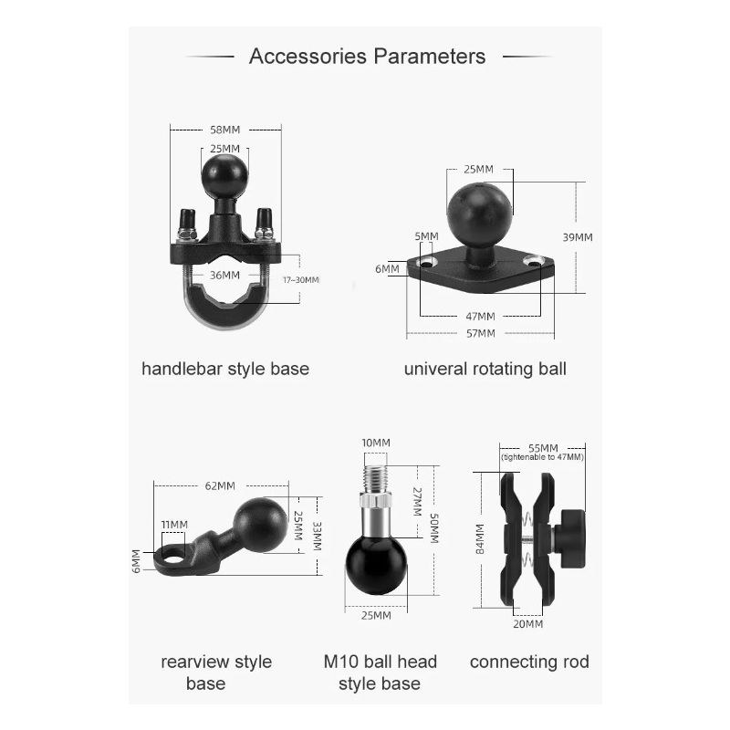 ROCKBROS Telefonholder for Motorsykkel Justerbar og Roterbar Sklisikker Sykkeltelefonholder i Aluminium
