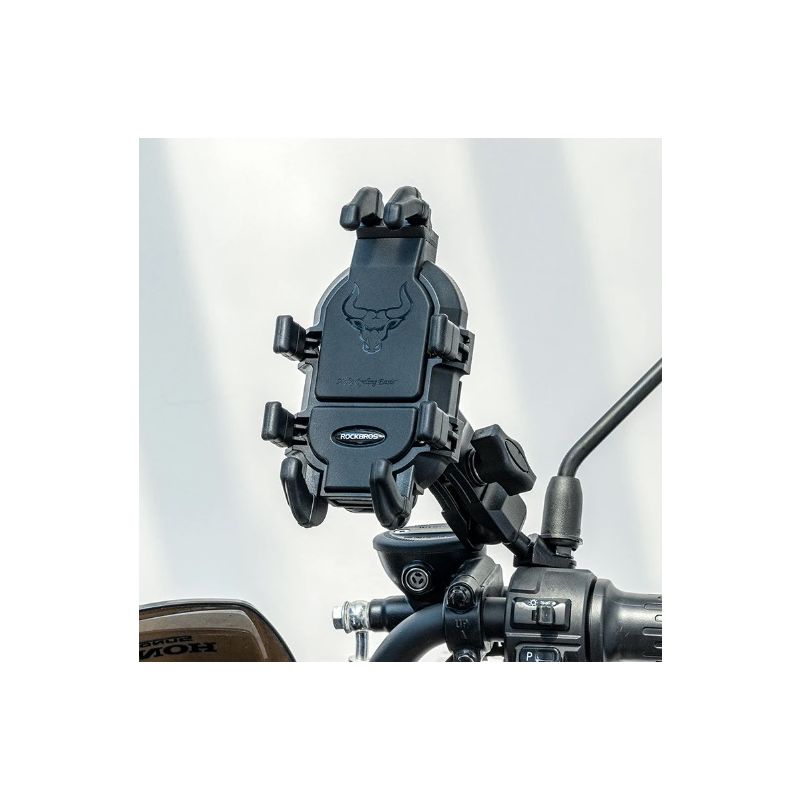 ROCKBROS Telefonholder for Motorsykkel Justerbar og Roterbar Sklisikker Sykkeltelefonholder i Aluminium