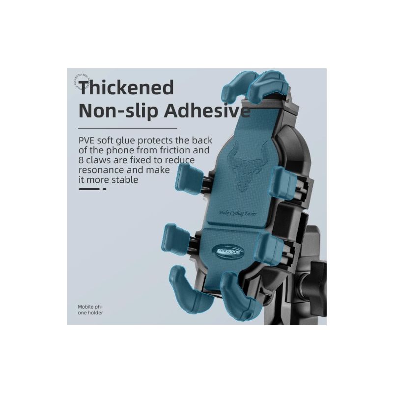 ROCKBROS Telefonholder for Motorsykkel Justerbar og Roterbar Sklisikker Sykkeltelefonholder i Aluminium