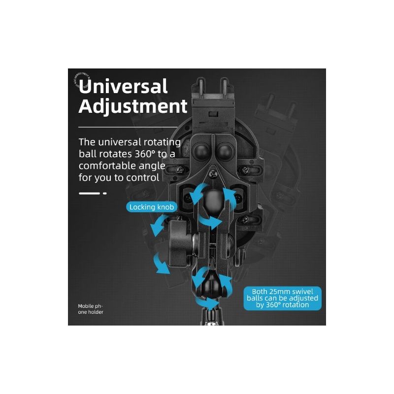 ROCKBROS Telefonholder for Motorsykkel Justerbar og Roterbar Sklisikker Sykkeltelefonholder i Aluminium