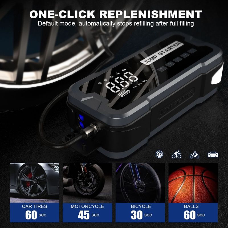 Multifunksjonell Jump Starter Power Bank med Bærbar Lader Toppstrøm 2000A 8000mAh for Bilbatteriproblemer