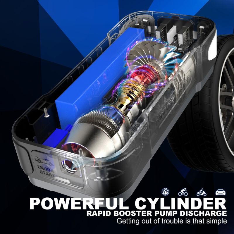 Multifunksjonell Jump Starter Power Bank med Bærbar Lader Toppstrøm 2000A 8000mAh for Bilbatteriproblemer