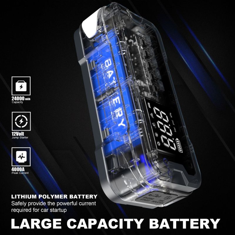 Multifunksjonell Jump Starter Power Bank med Bærbar Lader Toppstrøm 2000A 8000mAh for Bilbatteriproblemer
