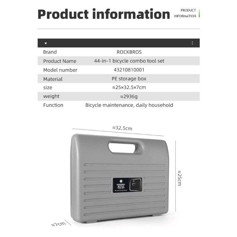ROCKBROS bærbart sykkelreparasjonssett profesjonelt sykkelverktøy i karbonstål for sykkelentusiaster